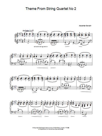 Alexander Borodin: Theme From String Quartet No 2