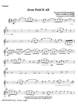 Gary Lanier: Jesus Paid It All - Violin 1