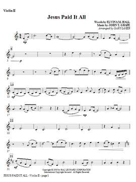 Gary Lanier: Jesus Paid It All - Violin 2