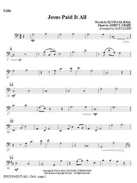 Gary Lanier: Jesus Paid It All - Cello