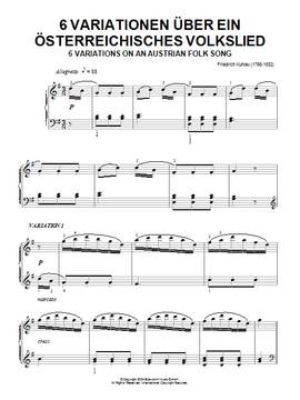 Friedrich Kuhlau: Six Variations On An Austrian Folk Song