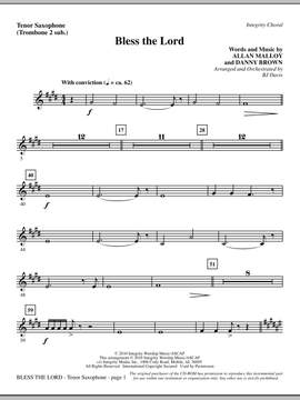 BJ Davis: Bless The Lord - Tenor Sax (sub. Tbn 2)