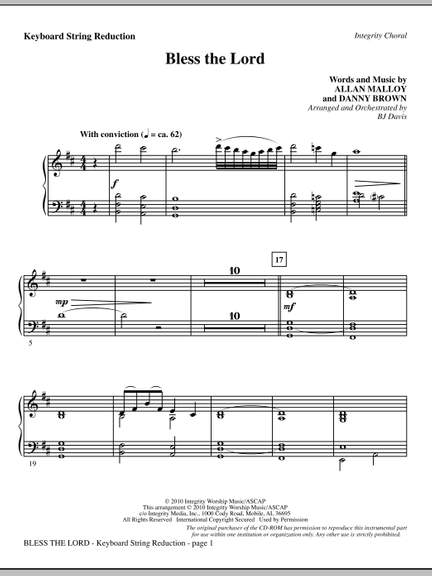 BJ Davis: Bless The Lord - Keyboard String Reduction