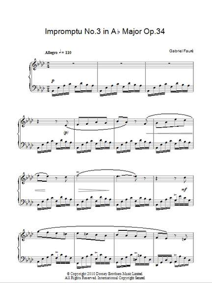 Gabriel Faure: Impromptu No. 3 In A Flat
