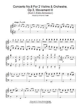 Antonio Vivaldi: Concerto No.8 For 2 Violins & Orchestra, Op.3, Movement III