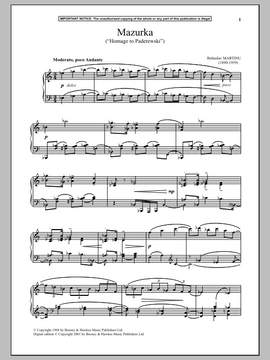 Bohuslav Martinu: Mazurka, H284 (Homage To Paderewski)
