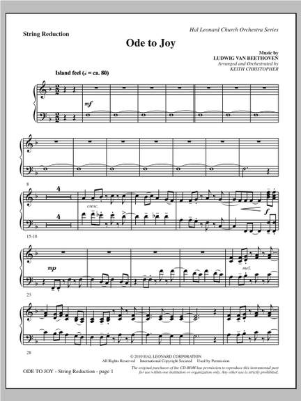 Keith Christopher: Ode To Joy (Does Not Match SATB 08752035) - Keyboard String Reduction