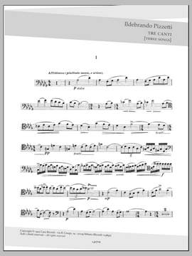 Ildebrando Pizzetti: Tre Canti - Cello