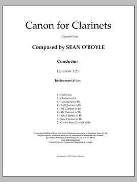 Sean O'Boyle: Canon For Clarinets - Score