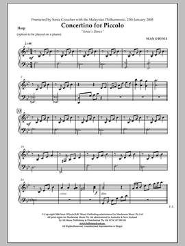 Sean O'Boyle: Sonia's Dance Concertino for Piccolo - Harp