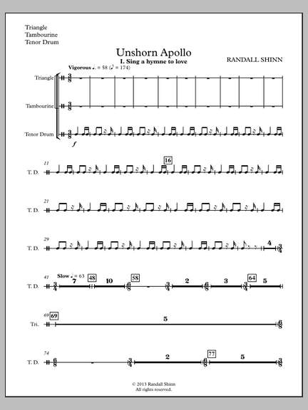 Randall Shinn: Unshorn Apollo - Percussion