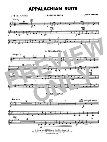 John Kinyon: Appalachian Suite - 3rd Bb Cornet