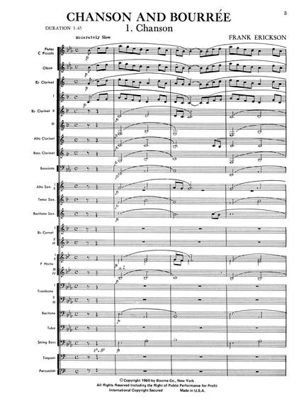 Frank Erickson: Chanson And Bourree - Full Score