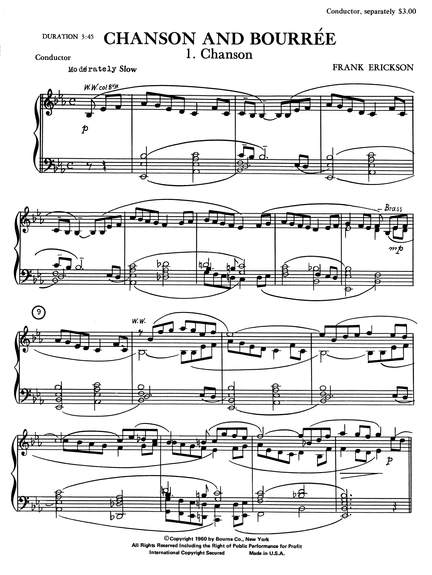 Frank Erickson: Chanson And Bourree - Conductor