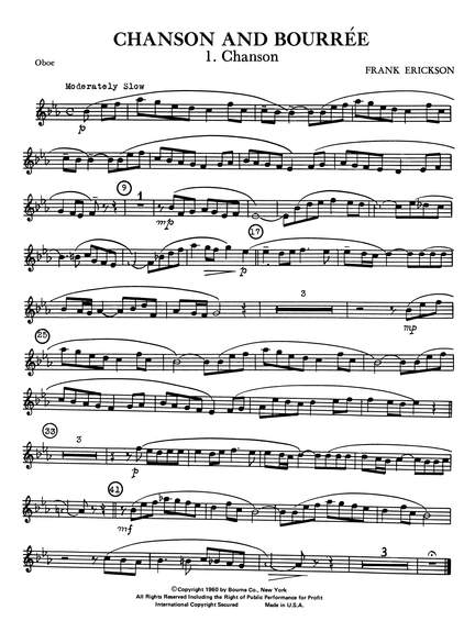 Frank Erickson: Chanson And Bourree - Oboe