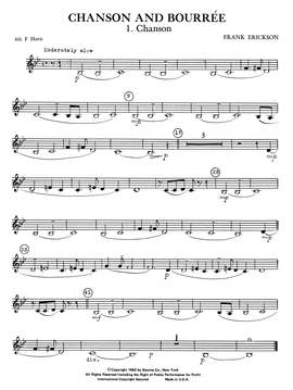 Frank Erickson: Chanson And Bourree - 4th F Horn