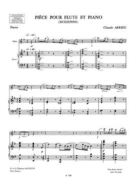 Claude Arrieu: Pièce pour flûte et piano
