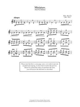 Béla Bartók: Miniature (From 'For Children')