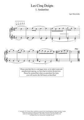 Igor Stravinsky: Andantino (No. 1 From Les Cinq Doigts)
