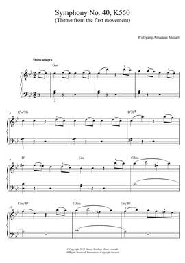 Wolfgang Amadeus Mozart: Symphony No. 40 in G Minor K550, 1st Movement Theme