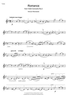Henryk Wieniawski: Romance From Violin Concerto, No.2
