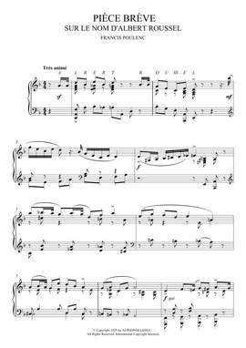 Francis Poulenc: Piece Breve Sur Le Nom D'Albert Roussel