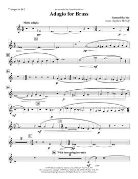 Stephen McNeff: Adagio (Adagio For Strings) - Bb Trumpet 1 (Brass Quintet)