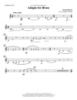 Stephen McNeff: Adagio (Adagio For Strings) - Bb Trumpet 2 (Brass Quintet)