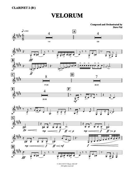 Steve Vai: Velorum - Bb Clarinet 2