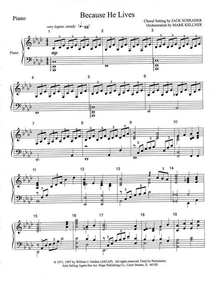 Mark Kellner: Because He Lives - Piano