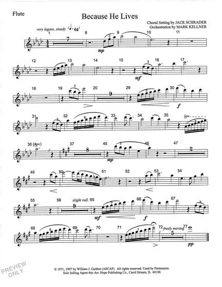 Mark Kellner: Because He Lives - Flute