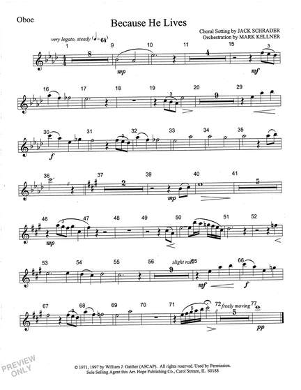 Mark Kellner: Because He Lives - Oboe