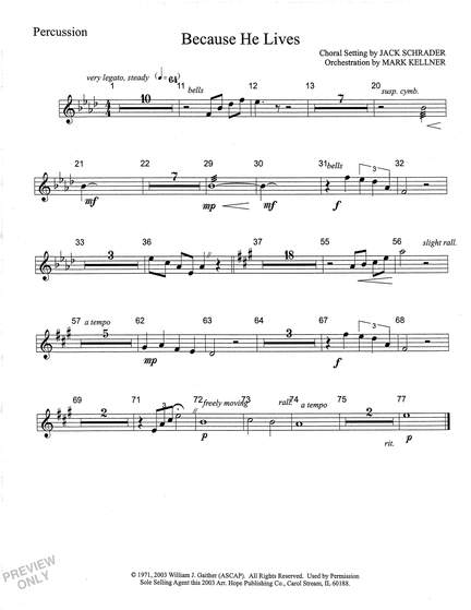 Mark Kellner: Because He Lives - Percussion