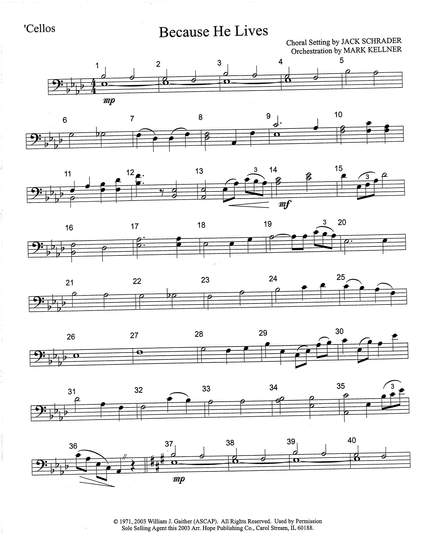 Mark Kellner: Because He Lives - Cello