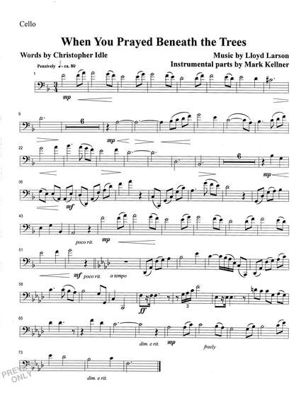 Mark Kellner: When You Prayed Beneath The Trees - Cello