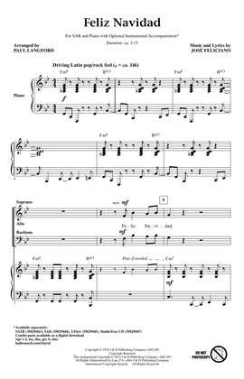 Jose Feliciano: Feliz Navidad (arr. Paul Langford)