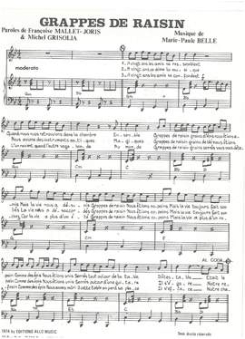 Michel Grisolia, Françoise Mallet-Joris and Marie Paule Belle: Grappes De Raisin