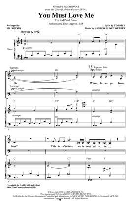Madonna: You Must Love Me (from Evita) (arr. Ed Lojeski)