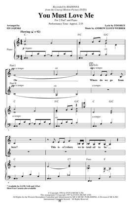 Madonna: You Must Love Me (from Evita) (arr. Ed Lojeski)