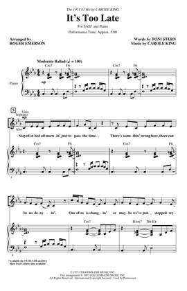 Carole King: It's Too Late (arr. Roger Emerson)
