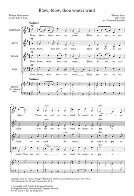 Thomas Arne: Blow, Blow, Thou Winter Wind (arr. Desmond Ratcliffe)