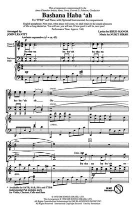 Nurit Hirsh: Bashana Haba'ah (arr. John Leavitt)