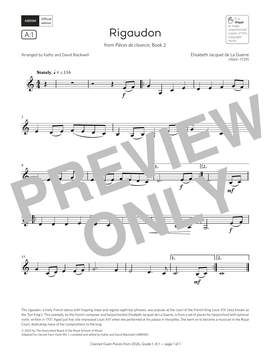Elisabeth Jacquet de La Guerre: Rigaudon (Grade 1, list A1, from the ABRSM Clarinet Syllabus from 2026)