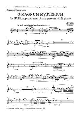 Todd, Will: O magnum mysterium (sax & perc parts)