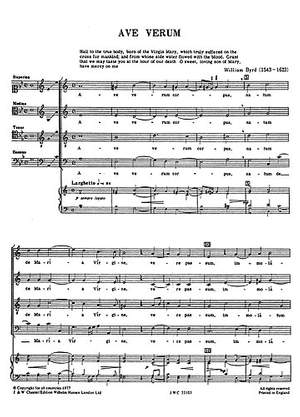 William Byrd: Ave Verum (From Chester Motet Book 2-english)