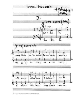Henryk Mikolaj Górecki: Two Sacred Songs Op.33