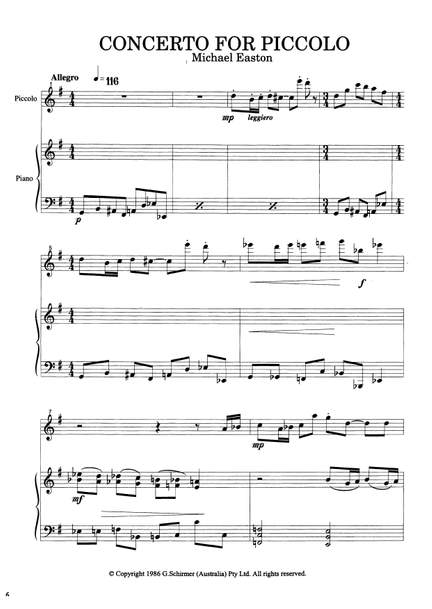 Michael Easton: Piccolo Concerto