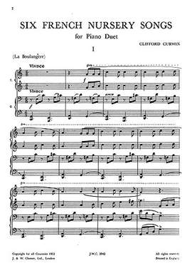 Clifford Curwin: 6 French Nursery Songs For Piano Duet