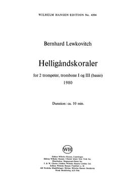 Bernhard Lewkovitch: Lewkovitch Holy Ghost Chorales Pl Sc