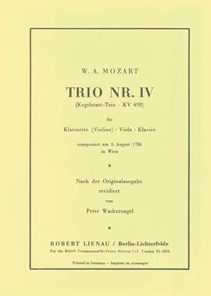 Mozart, W A: Trio Nr. IV KV 498